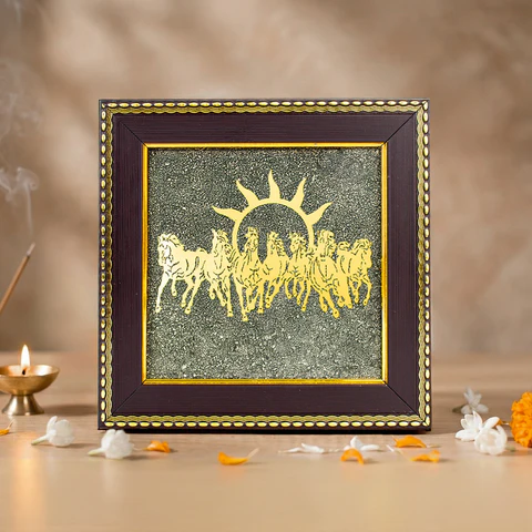 7-horses-on-raw-pyrite-frame-image