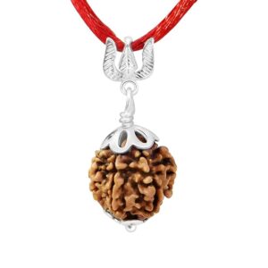 5 Mukhi Rudraksha Trishul Pendant in Sterling Silver