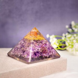 Amethyst Stone Resin Pyramid for Calm & Clarity