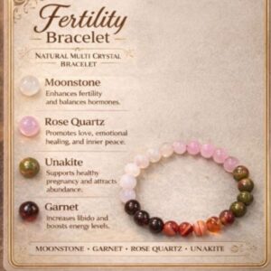 Fertility Bracelet for Women | Moonstone, Unakite, Garnet , Rose Quartz