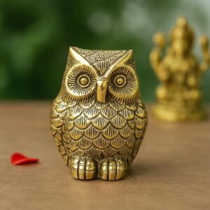 100% Pure Brass Golden Owl Showpiece